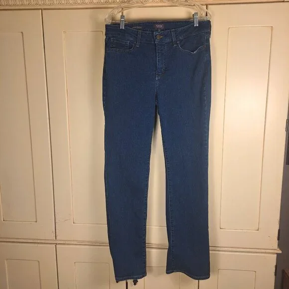 NYDJ Marilyn Straight Dark Wash Denim Jeans Size 12 - Picture 1 of 15